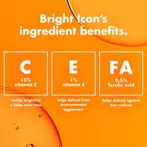 Bright Icon Brightening Serum Ingredients Vitamin C, Vitamin E, Ferulic Acid