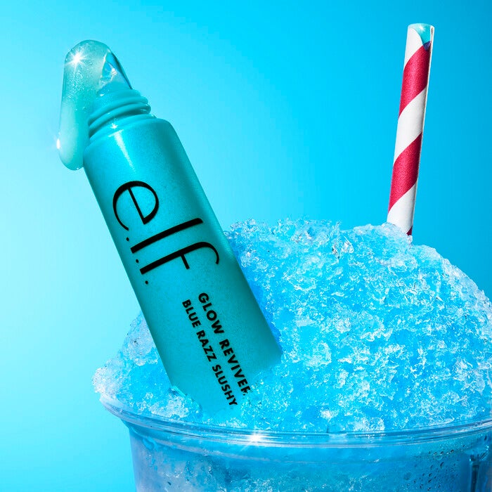Glow Reviver Melting Lip Balm, new shade! Blue Razz Slushy - Sheer Bright Blue w/ Blue + Pink Shimmer