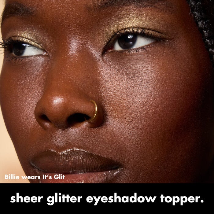 Model Wearing It's Gilt Gold Glitter Eyeshadow