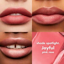 Joyful Pink Rose Lip Shine on Lips