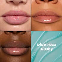Blue Razz Slushy Lip Balm  - Sheer Bright Blue w/ Pink and Blue Shimmer on All Skin Types