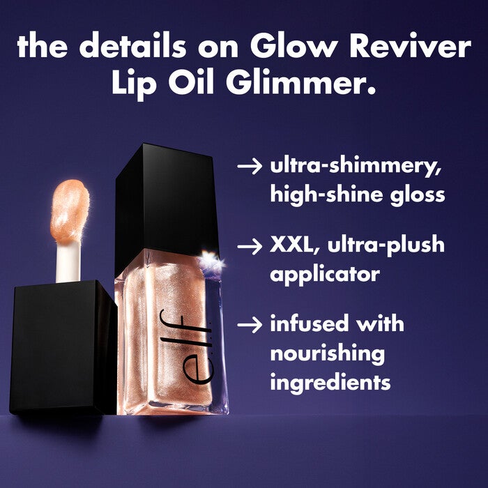 Glow Reviver Lip Oil Glimmer, Princess Cut - Pinky Beige + Multicolor Pearl