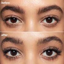 before and after applying volumising mascara