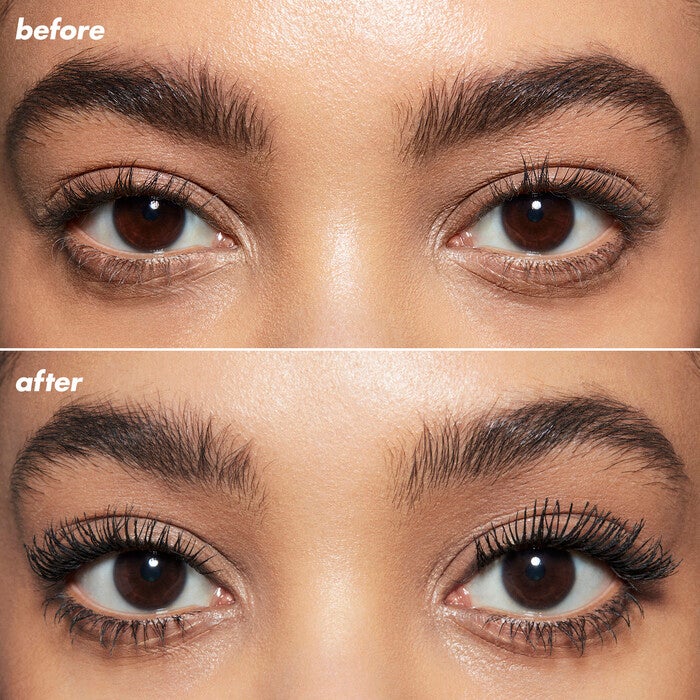 before and after applying volumising mascara