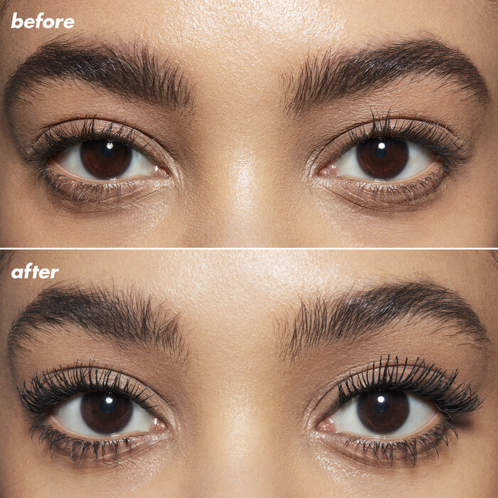 before and after applying volumising mascara
