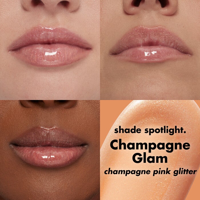 Champagne Glam Lip Plumping Gloss on Lips