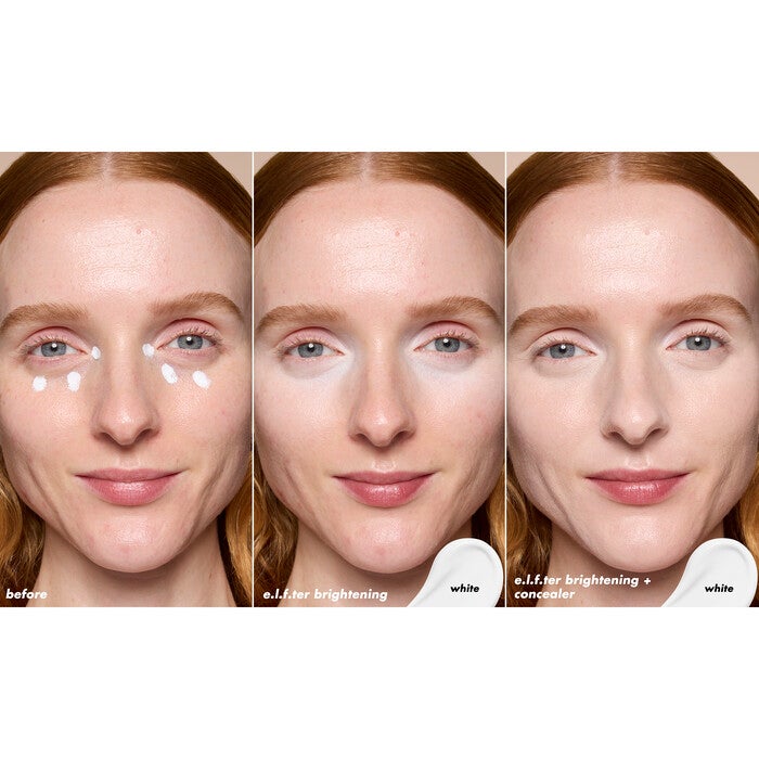 Before and After Applying White Brightening Corrector and Corrector and Concealer