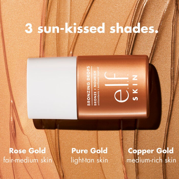 Bronzing Drops, 2 - Pure Gold with Yellow Gold Shimmer - Light to Tan Skin Tones