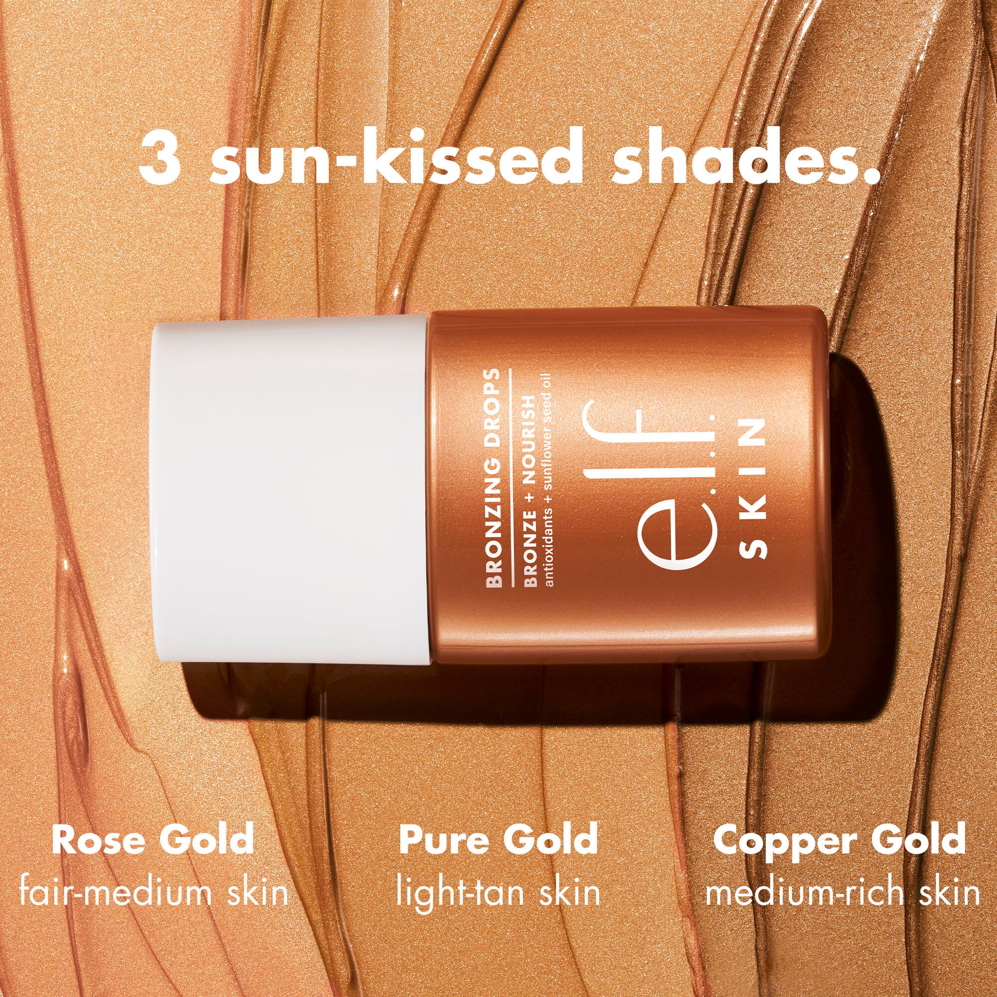 Bronzing Drops, 1 - Rose Gold with Rose Gold Shimmer - Fair to Medium Skin Tones