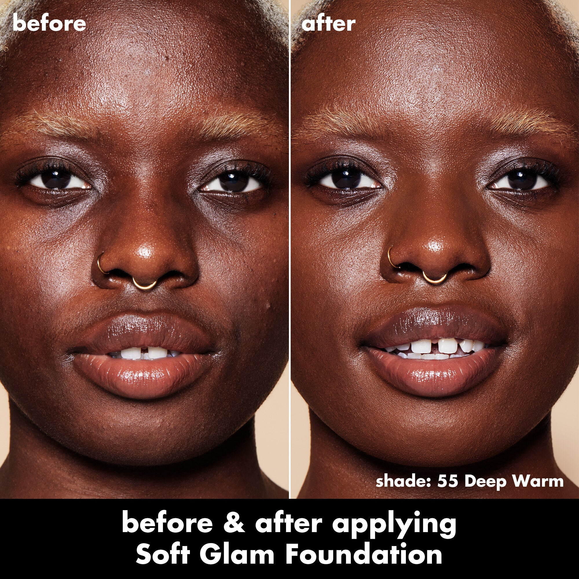 Soft Glam Satin Foundation, 55 Deep Warm - deep with warm undertones