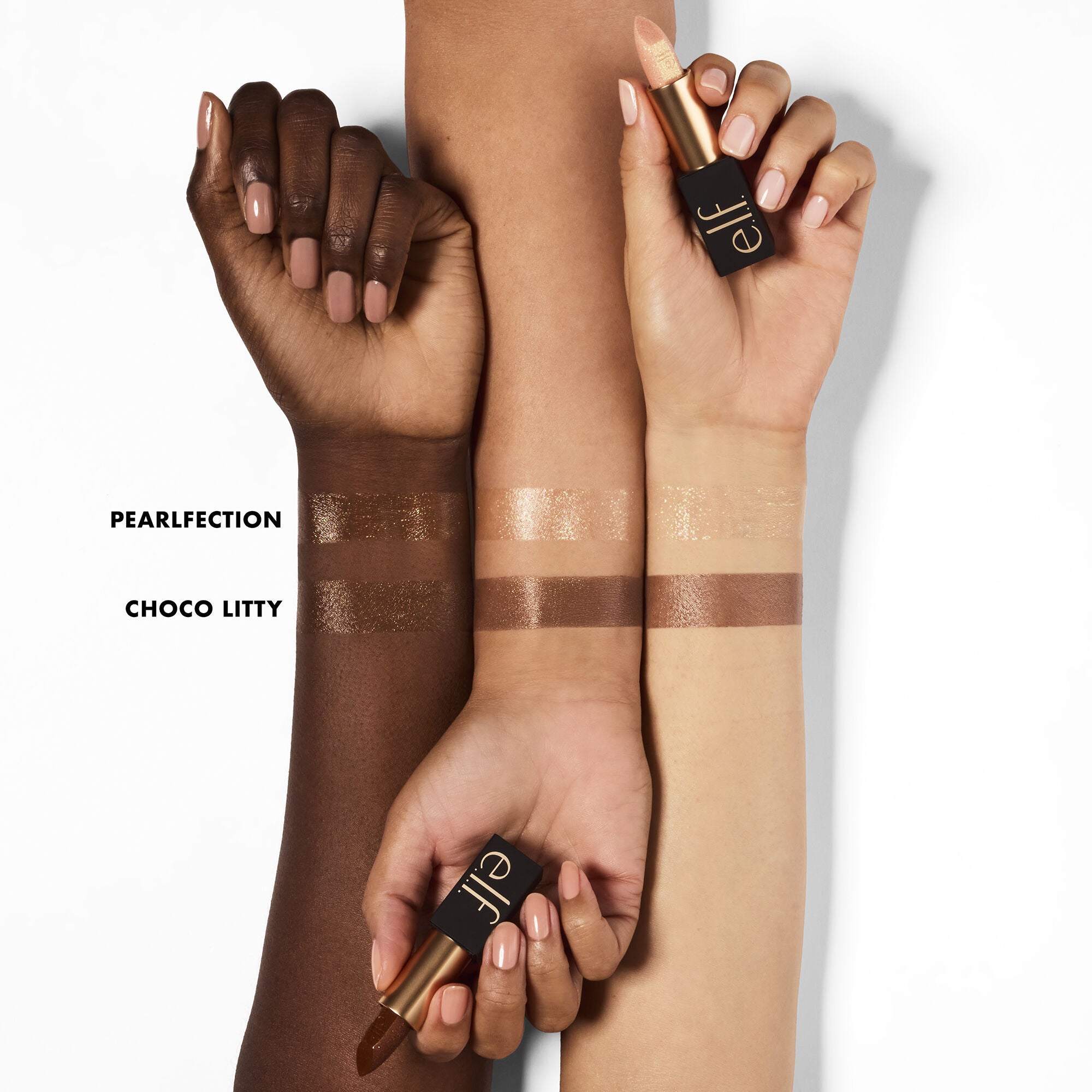 O FACE Shimmer Lip Balm Arm Swatches