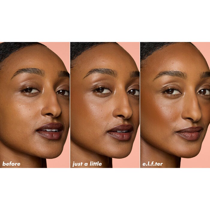 Before and After Applying Soft Glam Bronzer Stick in Tan/Deep