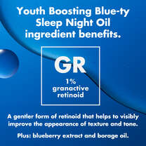 Blue-ty Night Face Oil Ingredients: 1% Granactive Retinoid, Blueberry Extract and Borage Oil