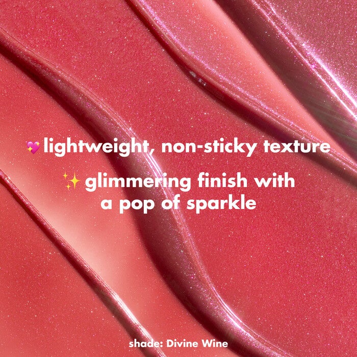 Divine Wine Glimmer Lip Oil Texture Swatch