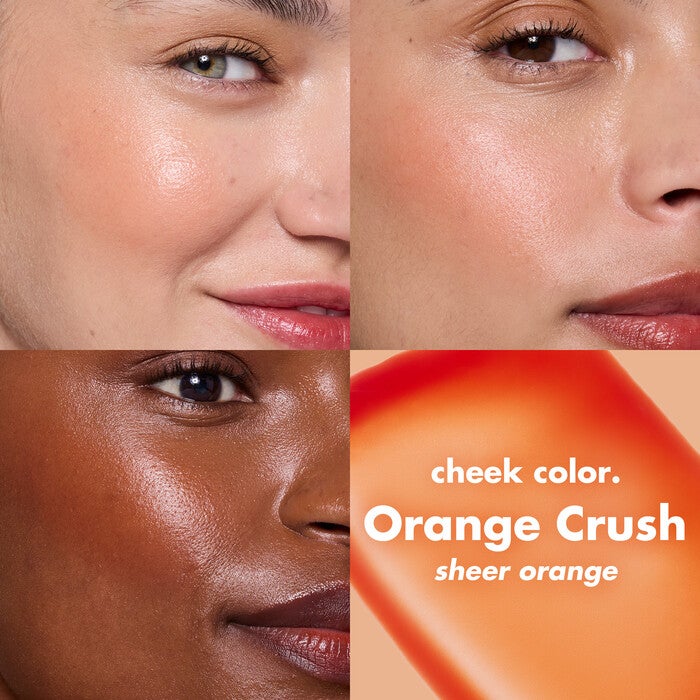 Before and After ApplyingCherry Cola Sheer For It Blush Tint on Multiple Skin Tones