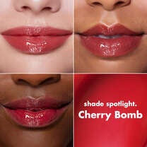 Cherry Red Lip Gloss on Lips