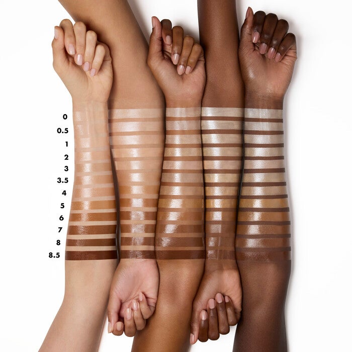 halo glow liquid filter booster arm swatches dewy skin range