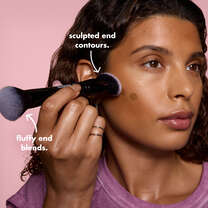Model Applying Liquid Bronzer and Contour
