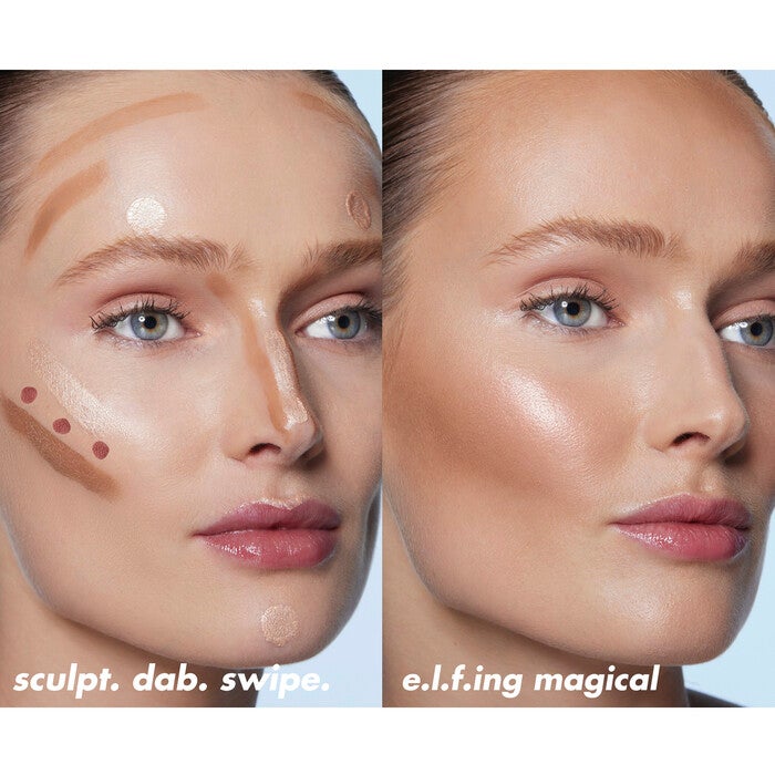 Face Map of Where to Apply Highlight, Contour, Blush