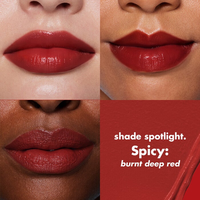 O FACE Satin Lipstick, Spicy - Burnt Deep Red