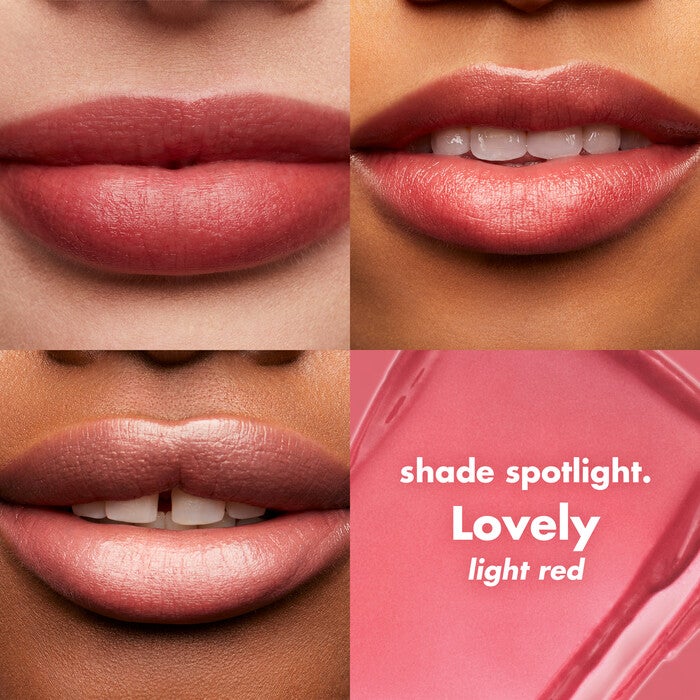 Lovely Light Red Lip Shine on Lips