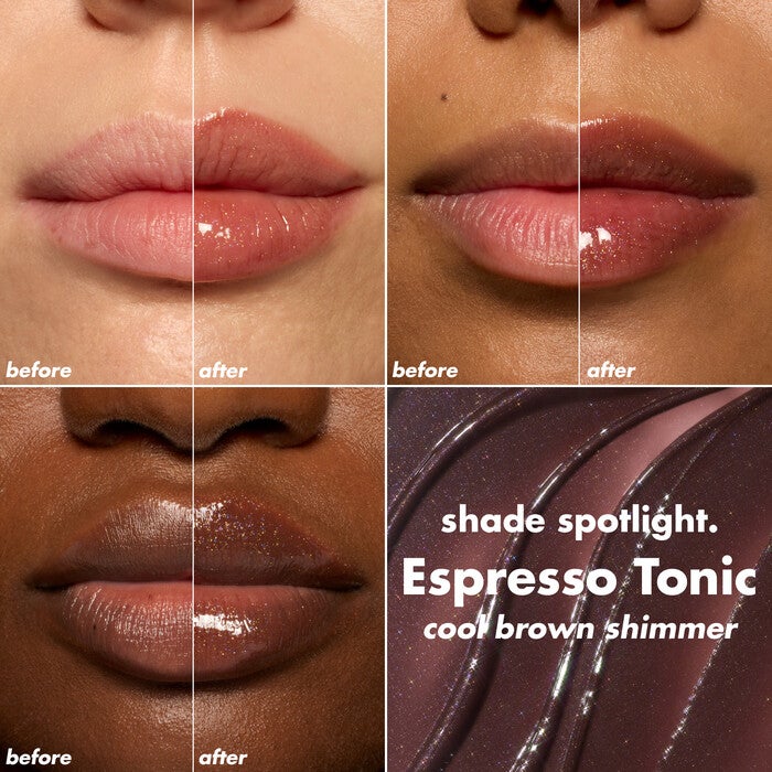 Cool Brown Shimmer  Plumping Lip Oil   Espresso Tonic Lip Chart