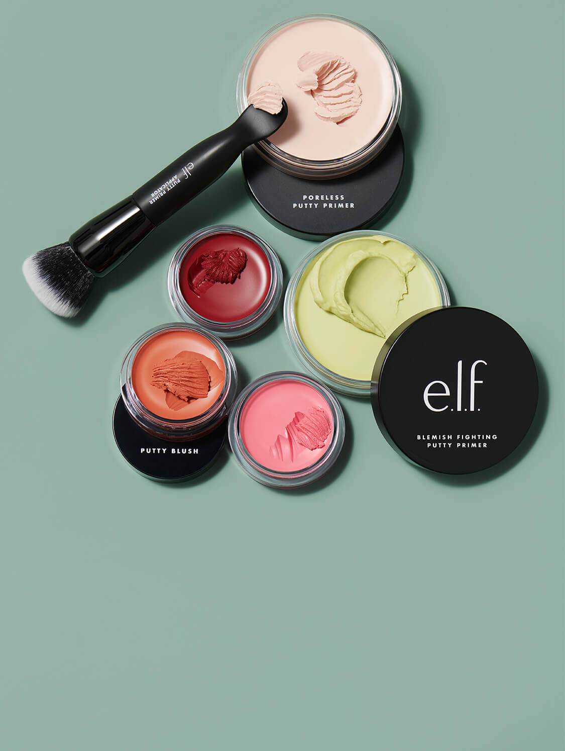 Putty Family: Primer, Blush, Applicator Brush